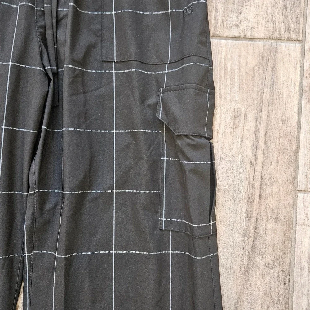 Albion Audrey Cargo Trouser Size‎ XS Black Windowpane Grid Wide Leg High Rise